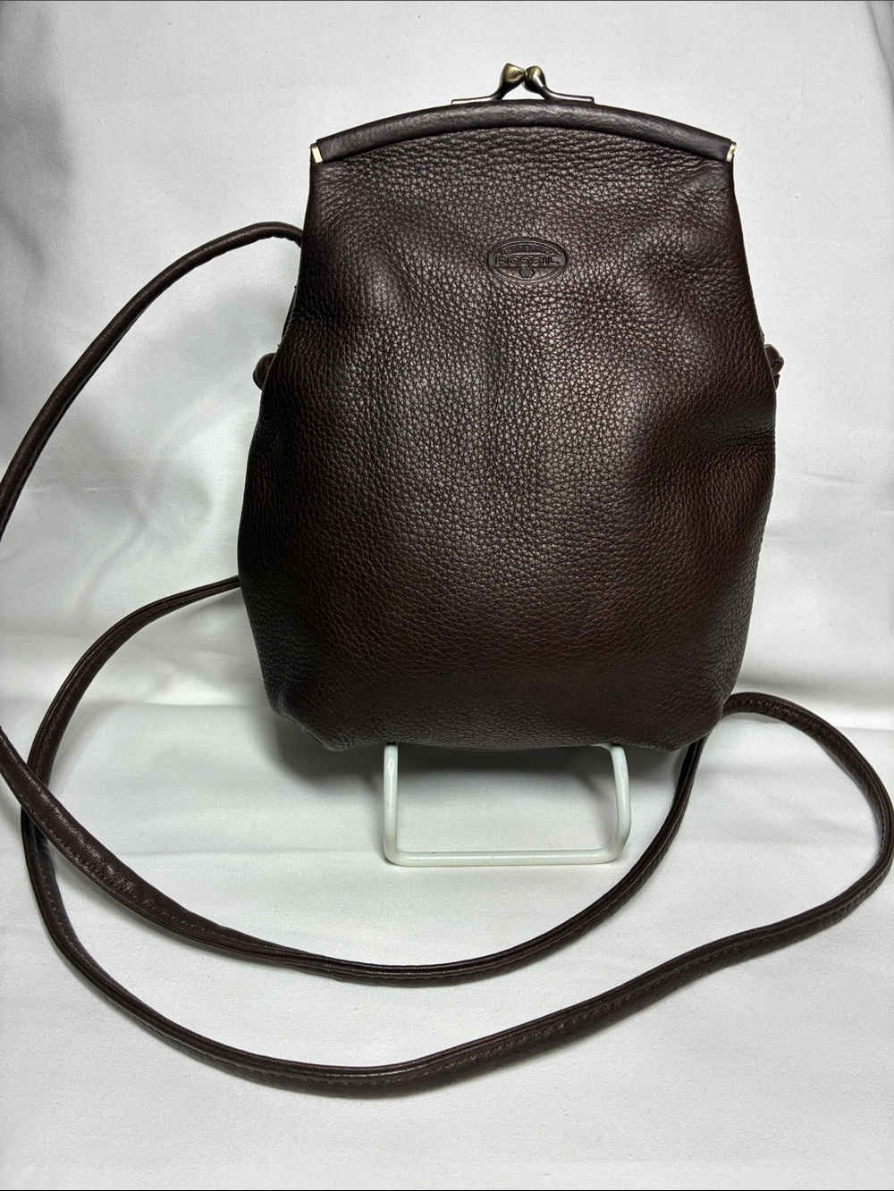 Fossil Dark Brown Pebbled Leather Kiss-Lock Crossbody